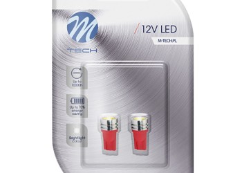 T10 W5W 12V W2,1x9,5d LED 1xHP ΚΟΚΚΙΝΟ (ΚΑΡΦΩΤΟ ΑΚΑΛΥΚΟ) BLISTER 2ΤΕΜ. M-TECH