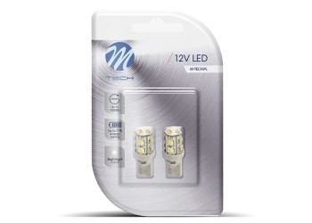T10 W5W 12V W2,1x9,5d LED 9xSMD3528 ΜΠΛΕ (ΚΑΡΦΩΤΟ ΑΚΑΛΥΚΟ) BLISTER 2ΤΕΜ. M-TECH