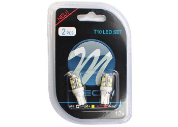 T10 W5W 12V W2,1x9,5d LED 9xSMD3528 ΛΕΥΚΟ (ΚΑΡΦΩΤΟ ΑΚΑΛΥΚΟ) BLISTER 2ΤΕΜ. M-TECH