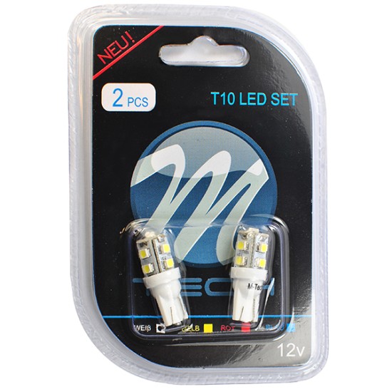 T10 W5W 12V W2,1x9,5d LED 9xSMD3528 ΛΕΥΚΟ (ΚΑΡΦΩΤΟ ΑΚΑΛΥΚΟ) BLISTER 2ΤΕΜ. M-TECH