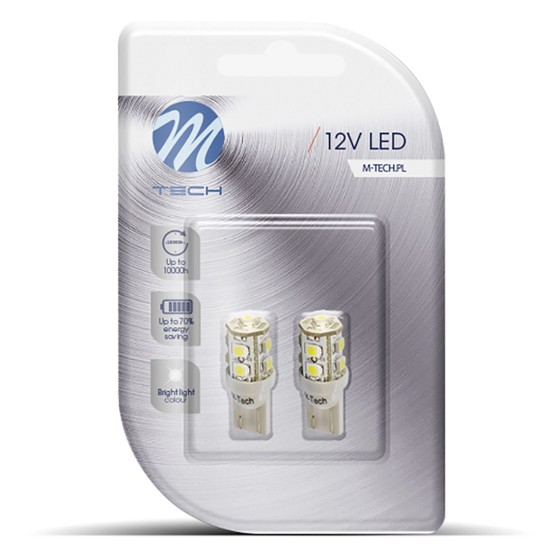 T10 W5W 12V W2,1x9,5d LED 9xSMD3528 ΚΙΤΡΙΝΟ (ΚΑΡΦΩΤΟ ΑΚΑΛΥΚΟ) BLISTER  M-TECH - 2ΤΕΜ.