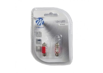ΛΑΜΠΑΚΙΑ ΠΛΑΦΟΝΙΕΡΑΣ C5W/C10W 12V 0,49W SV8,5 31mm LED 4xFlux 3mm ΚΟΚΚΙΝΟ BLISTER 2ΤΕΜ. M-TECH