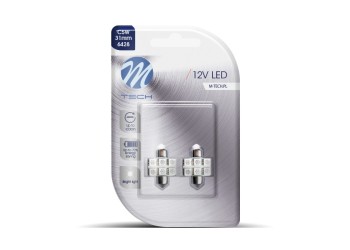 ΛΑΜΠΑΚΙΑ ΠΛΑΦΟΝΙΕΡΑΣ C5W/C10W 12V 1,44W SV8,5 31mm LED 6xSMD5050 ΜΠΛΕ BLISTER M-TECH - 2 τεμ.