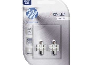ΛΑΜΠΑΚΙΑ ΠΛΑΦΟΝΙΕΡΑΣ C5W/C10W 12V 1,44W SV8,5 31mm LED 6xSMD5050 ΜΠΛΕ BLISTER M-TECH - 2 τεμ.
