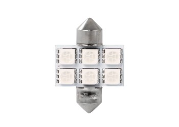 ΛΑΜΠΑΚΙΑ ΠΛΑΦΟΝΙΕΡΑΣ C5W/C10W 12V 1,44W SV8,5 31mm LED 6xSMD5050 ΜΠΛΕ BLISTER M-TECH - 2 τεμ.