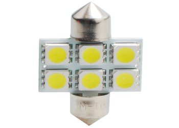 ΛΑΜΠΑΚΙΑ ΠΛΑΦΟΝΙΕΡΑΣ C5W/C10W 12V 1,44W SV8,5 31mm LED 6xSMD5050 ΛΕΥΚΟ 2ΤΕΜ.