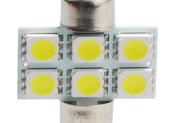 ΛΑΜΠΑΚΙΑ ΠΛΑΦΟΝΙΕΡΑΣ C5W/C10W 12V 1,44W SV8,5 31mm LED 6xSMD5050 ΛΕΥΚΟ 2ΤΕΜ.