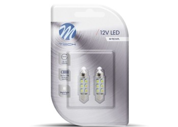 ΛΑΜΠΑΚΙΑ ΠΛΑΦΟΝΙΕΡΑΣ C5W/C10W 12V 0,48W SV8,5 36mm LED 6xSMD3528 ΜΠΛΕ BLISTER 2ΤΕΜ. M-TECH