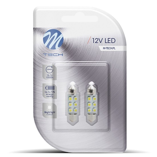 ΛΑΜΠΑΚΙΑ ΠΛΑΦΟΝΙΕΡΑΣ C5W/C10W 12V 0,48W SV8,5 36mm LED 6xSMD3528 ΠΡΑΣΙΝΟ BLISTER 2ΤΕΜ. M-TECH