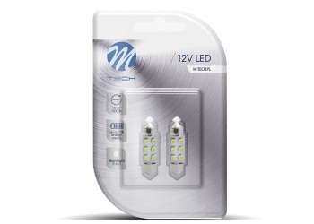 ΛΑΜΠΑΚΙΑ ΠΛΑΦΟΝΙΕΡΑΣ C5W/C10W 12V 0,48W SV8,5 36mm LED 6xSMD3528 ΚΙΤΡΙΝΟ BLISTER 2ΤΕΜ. M-TECH