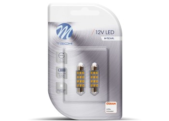 ΛΑΜΠΑΚΙΑ ΠΛΑΦΟΝΙΕΡΑΣ C5W/C10W 12V SV8.5 41mm 1,5W 12xSMD2835 LED OSRAM ΛΕΥΚΟ  BLISTER 2ΤΕΜ. M-TECH