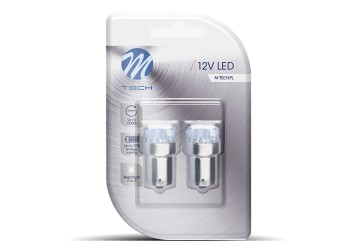 R5W/R10W 12V BA15s LED 9xSMD3014 ΚΟΚΚΙΝΟ (ΜΟΝΟΠΟΛΙΚΟ) BLISTER 2ΤΕΜ. M-TECH