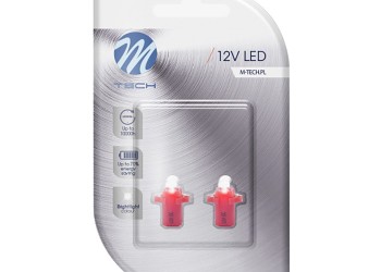 BAX 12V B8,3d 0,2W LED 1xFLUX 5mm ΚΟΚΚΙΝΟ BLISTER M-TECH - 2 ΤΕΜ.