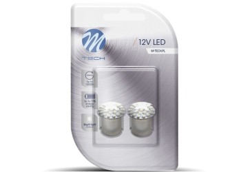 R5W/R10W 12V BA15s 1,44W LED 22xSMD3020 PREMIUM ΛΕΥΚΟ BLISTER 2ΤΕΜ. M-TECH