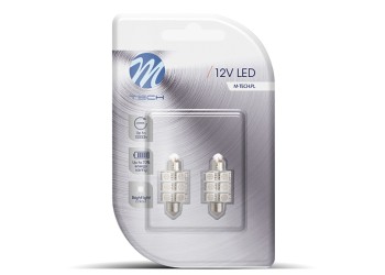 ΛΑΜΠΑΚΙΑ ΠΛΑΦΟΝΙΕΡΑΣ C5W/C10W 12V 1,44W SV8,5 36mm PREMIUM LED 6xSMD5050 ΜΠΛΕ BLISTER 2ΤΕΜ. M-TECH