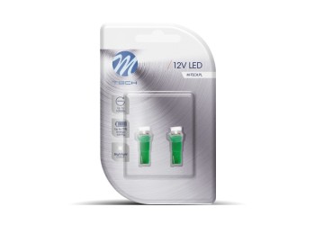 T5 12V W2x4,6d LED 1xSMD5050 ΠΡΑΣΙΝΟ (ΚΑΡΦΩΤΟ ΑΚΑΛΥΚΟ) BLISTER 2ΤΕΜ. M-TECH