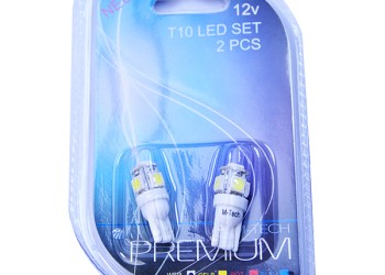 T10 W5W 12V W2,1x9,5d LED 5xSMD5050 ΛΕΥΚΟ (ΚΑΡΦΩΤΟ ΑΚΑΛΥΚΟ) BLISTER 2ΤΕΜ. M-TECH