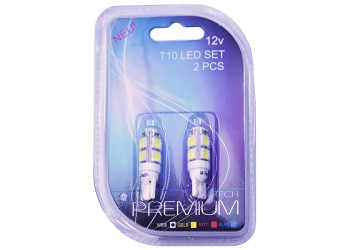 T10 W5W 12V W2,1x9,5d LED 9xSMD5050 ΛΕΥΚΟ (ΚΑΡΦΩΤΟ ΑΚΑΛΥΚΟ) BLISTER 2ΤΕΜ. M-TECH