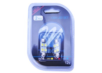 ΛΑΜΠΑΚΙΑ ΠΛΑΦΟΝΙΕΡΑΣ C5W/C10W 12V 1,36W SV8,5 36mm LED 4xSMD5050 ΛΕΥΚΟ BLISTER 2ΤΕΜ.