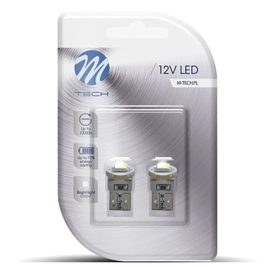 T10 W5W 12V W2,1x9,5d LED 1xSMD5050 ΛΕΥΚΟ (ΚΑΡΦΩΤΟ ΑΚΑΛΥΚΟ) BLISTER 2ΤΕΜ. M-TECH