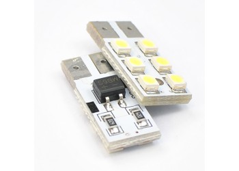 T10 W5W 12V W2,1x9,5d LED 6xSMD3528 ΛΕΥΚΟ (ΚΑΡΦΩΤΟ ΑΚΑΛΥΚΟ) BLISTER 2ΤΕΜ. M-TECH