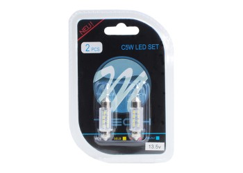 ΛΑΜΠΑΚΙΑ ΠΛΑΦΟΝΙΕΡΑΣ C5W/C10W 12V 1W SV8,5 36mm LED 8xSMD3014 ΛΕΥΚΟ BLISTER 2ΤΕΜ.