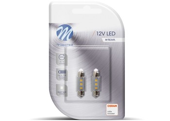 ΛΑΜΠΑΚΙΑ ΠΛΑΦΟΝΙΕΡΑΣ C5W/C10W 12V SV8.5 36mm 0,38W 3xSMD2835 LED OSRAM ΛΕΥΚΟ  BLISTER 2ΤΕΜ. M-TECH