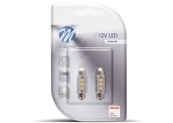 ΛΑΜΠΑΚΙΑ ΠΛΑΦΟΝΙΕΡΑΣ C5W/C10W 12V SV8.5 0,75W 41mm 6xSMD2835 LED OSRAM ΛΕΥΚΟ  BLISTER 2ΤΕΜ. M-TECH