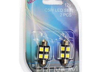 ΛΑΜΠΑΚΙΑ ΠΛΑΦΟΝΙΕΡΑΣ C5W/C10W 12V 0,96W SV8,5 36mm CAN-BUS+RADIATOR LED 4xSMD5050 ΛΕΥΚΟ BLISTER 2ΤΕΜ