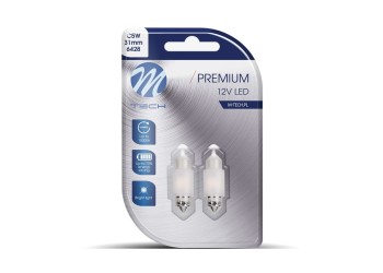 ΛΑΜΠΑΚΙΑ ΠΛΑΦΟΝΙΕΡΑΣ C5W/C10W 31mm SV8.5 12V 135lm 2x2835SMD LED DIODA PREMIUM CAN-BUS ΛΕΥΚΟ M-TECH - 2 ΤΕΜ.