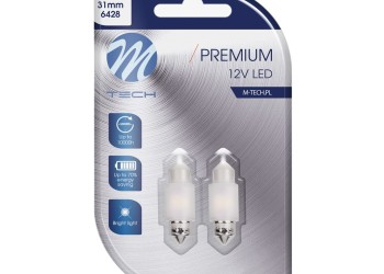 ΛΑΜΠΑΚΙΑ ΠΛΑΦΟΝΙΕΡΑΣ C5W/C10W 31mm SV8.5 12V 135lm 2x2835SMD LED DIODA PREMIUM CAN-BUS ΛΕΥΚΟ M-TECH - 2 ΤΕΜ.