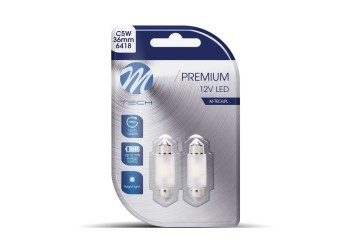 ΛΑΜΠΑΚΙΑ ΠΛΑΦΟΝΙΕΡΑΣ C5W/C10W 36mm SV8.5 12V 135lm 2x2835SMD LED DIODA PREMIUM CAN-BUS ΛΕΥΚΟ M-TECH - 2 ΤΕΜ.