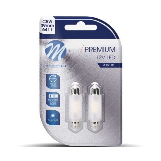 ΛΑΜΠΑΚΙΑ ΠΛΑΦΟΝΙΕΡΑΣ C5W/C10W 39mm SV8.5 12V 170lm 2x2835SMD LED DIODA PREMIUM CAN-BUS ΛΕΥΚΟ 2ΤΕΜ.