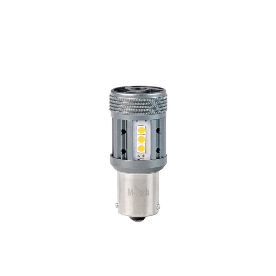 ΛΑΜΠΑΚΙ PY21W 12/24V BA15s 12xSMD3030 LED CAN-BUS ΠΟΡΤΟΚΑΛΙ PLATINIUM BLISTER M-TECH - 1 ΤΕΜ
