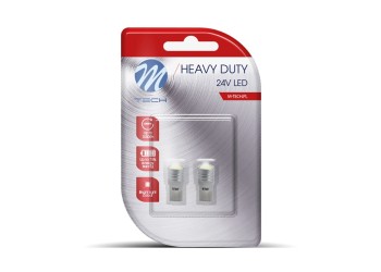 T10 W5W 24V W1,2x9,5d LED 1xHP ΛΕΥΚΟ ΔΙΑΘΛΑΣΗ (ΚΑΡΦΩΤΟ ΑΚΑΛΥΚΟ) BLISTER 2ΤΕΜ. M-TECH
