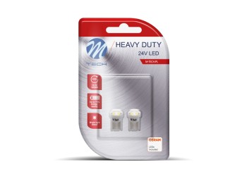 T10 W5W 24V W1,2x9,5d LED 4xSMD3528 ΛΕΥΚΟ ΔΙΑΘΛΑΣΗ (ΚΑΡΦΩΤΟ ΑΚΑΛΥΚΟ) HEAVY DUTY BLISTER 2ΤΕΜ. M-TECH
