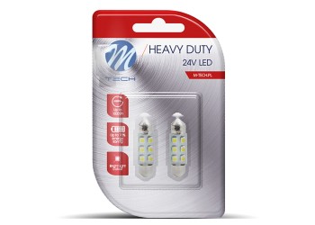 ΛΑΜΠΑΚΙΑ ΠΛΑΦΟΝΙΕΡΑΣ C5W 24V 0,24W SV8,5 36mm LED 6xSMD3528 ΜΠΛΕ BLISTER 2ΤΕΜ. M-TECH