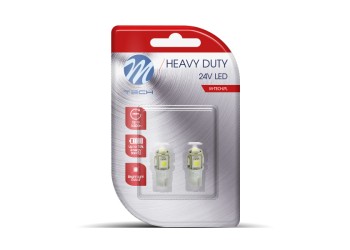 T10 W5W 24V W1,2x9,5d LED 5xSMD5050 ΛΕΥΚΟ (ΚΑΡΦΩΤΟ ΑΚΑΛΥΚΟ) BLISTER 2ΤΕΜ. M-TECH