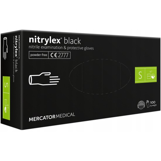 Amio - ΓΑΝΤΙΑ ΝΙΤΡΙΛΙΟΥ MERCATOR NITRYLEX BASIC ΣΕ ΜΑΥΡΟ ΧΡΩΜΑ SMALL (S) - 100 τεμ. (MER13229/AM)
