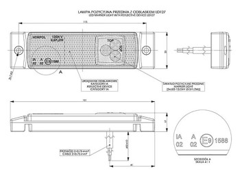 ΦΩΣ ΟΓΚΟΥ ΑΝΑΚΛΑΣΤΙΚΟ LD127 12/24V 3LED HORPOL ΛΕΥΚΟ 13 x 3  cm -1ΤΕΜ.