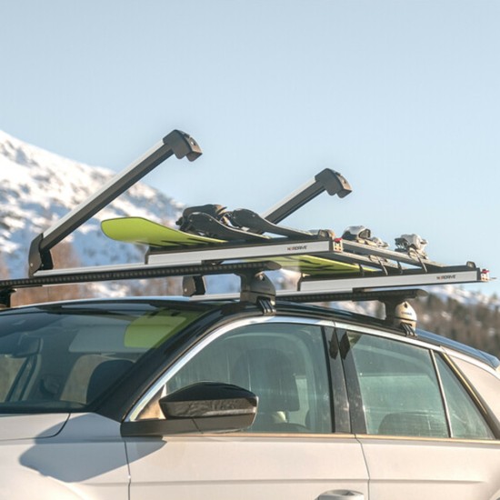 Nordrive - Βάση Σκι Οροφής Pro‑Slider EVO PS‑60 Silver σε Ασημί Χρώμα με Αντικλεπτικό Σύστημα και Συρόμενη Λειτουργία σε Διαστάσεις 800x50x135 mm για 6 ζευγάρια σκι ή 4 snowboard - 1 τεμ. (N40000)