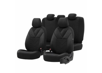 Amio - ΚΑΛΥΜΜΑΤΑ ΚΑΘΙΣΜΑΤΩΝ OTOM RUBY 1202 GREY/BLACK ΜΑΥΡΟ/ΓΚΡΙ ΣΚΟΥΡΟ ΛΙΝΟ & ΔΕΡΜΑΤΙΝΗ SET - 1 σετ. (OT77345/AM)