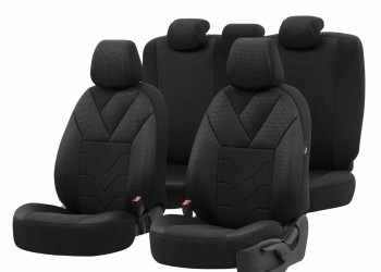 Amio - ΚΑΛΥΜΜΑΤΑ ΚΑΘΙΣΜΑΤΩΝ OTOM RUBY 1202 GREY/BLACK ΜΑΥΡΟ/ΓΚΡΙ ΣΚΟΥΡΟ ΛΙΝΟ & ΔΕΡΜΑΤΙΝΗ SET - 1 σετ. (OT77345/AM)