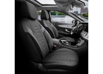 Amio - ΚΑΛΥΜΜΑΤΑ ΚΑΘΙΣΜΑΤΩΝ OTOM THRONE 102 SMOKED ΜΑΥΡΟ/ΓΚΡΙ ΛΙΝΟ & ΔΕΡΜΑΤΙΝΗ SET - 1 σετ. (OT86755/AM)