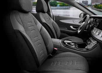 Amio - ΚΑΛΥΜΜΑΤΑ ΚΑΘΙΣΜΑΤΩΝ OTOM THRONE 102 SMOKED ΜΑΥΡΟ/ΓΚΡΙ ΛΙΝΟ & ΔΕΡΜΑΤΙΝΗ SET - 1 σετ. (OT86755/AM)