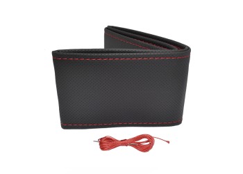 Amio - ΚΑΛΥΜΜΑ ΤΙΜΟΝΙΟΥ ΑΥΤΟΚΙΝΗΤΟΥ ΡΑΦΤΟ 38-39CM ΑΠΟ ΔΙΑΤΡΗΤΟ ΑΟΣΜΟ ΤΕΧΝΟΔΕΡΜΑ ΜΑΥΡΟ ΜΕ ΚΟΚΚΙΝΗ ΡΑΦΗ - 1 ΤΕΜ. (OTDK202/AM)