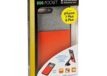 APPLE iPHONE 7 PLUS ΚΑΙ 8 PLUS ΘΗΚΗ ΚΙΝΗΤΟΥ DUO POCKET ΓΚΡΙ-ΠΟΡΤΟΚΑΛΙ ΜΑΓΝΗΤΙΚΗ SILVER LINE