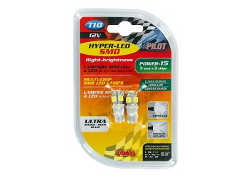 T10 W5W 12V W2,1x9,5d 28lm HYPER-LED15 ΛΕΥΚΟ ΔΙΑΘΛΑΣΗΣ 5SMDx3chips ΔΙΠΛΗΣ ΠΟΛΙΚΟΤΗΤΑΣ BLISTER 2ΤΕΜ.
