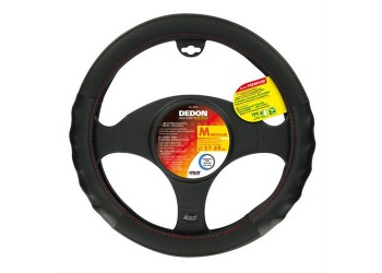 Lampa Κάλυμμα Τιμονιού Αυτοκινήτου Dedon 37-39εκ  Άοσμο με εργονομική λαβή Αγωνιστικό Skeentex Μαύρο με Κόκκινη Ραφή 1-τεμ. (L3312.2)