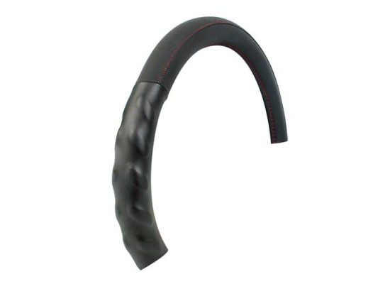 Lampa Κάλυμμα Τιμονιού Αυτοκινήτου Dedon 37-39εκ  Άοσμο με εργονομική λαβή Αγωνιστικό Skeentex Μαύρο με Κόκκινη Ραφή 1-τεμ. (L3312.2)